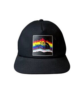 The North Face Black Snapback Hat Rainbow Mountain Logo One Size Adjustable Cap